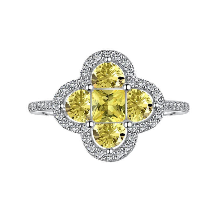 Clover Cluster Diamond Ring with 925 Sterling Silver