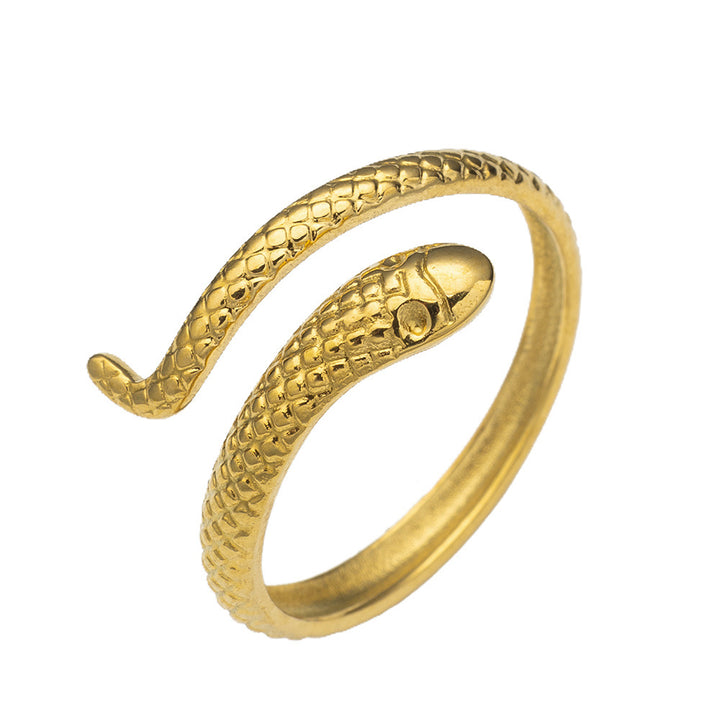 Snake Shaped Adjustable Ring Textured Serpent Wrap Ring for Men Women