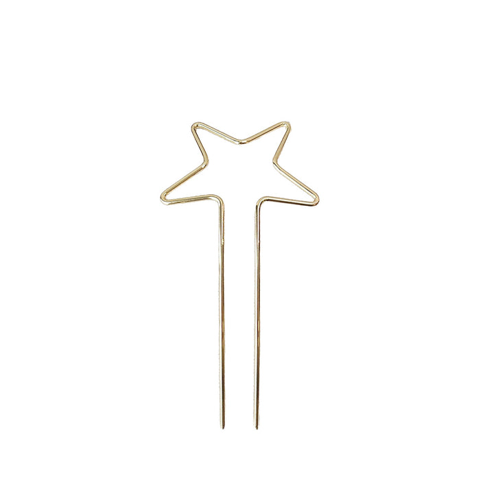 Minimalist S925 Sterling Silver Heart & Star Hair Pins U-Shaped Bun Hair Sticks for Women