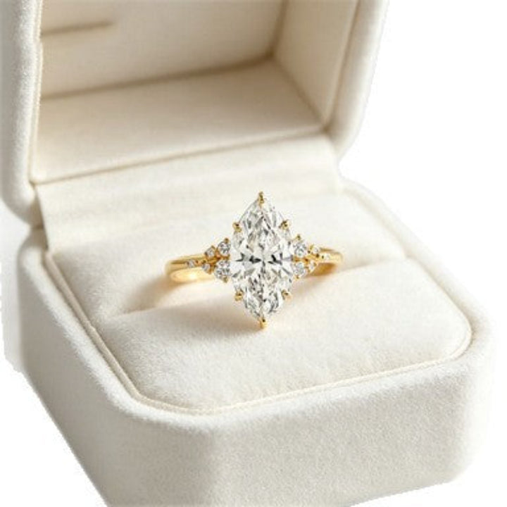 Marquise Cut Diamond Cluster Engagement Ring