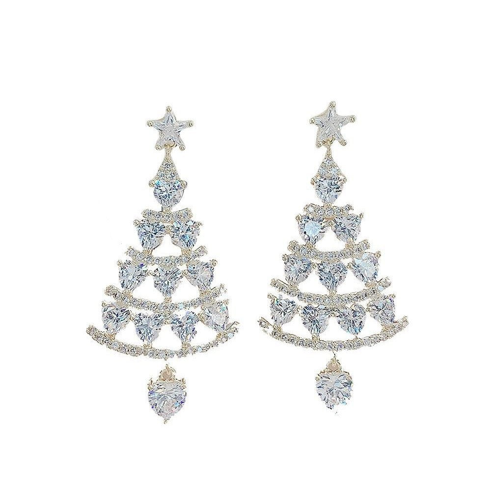 Starlight Christmas Tree Diamond Earrings