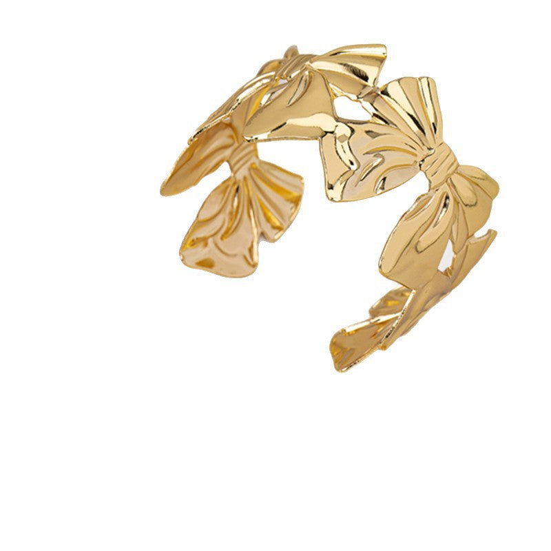 Bow Link Open Cuff Bracelet & Ring