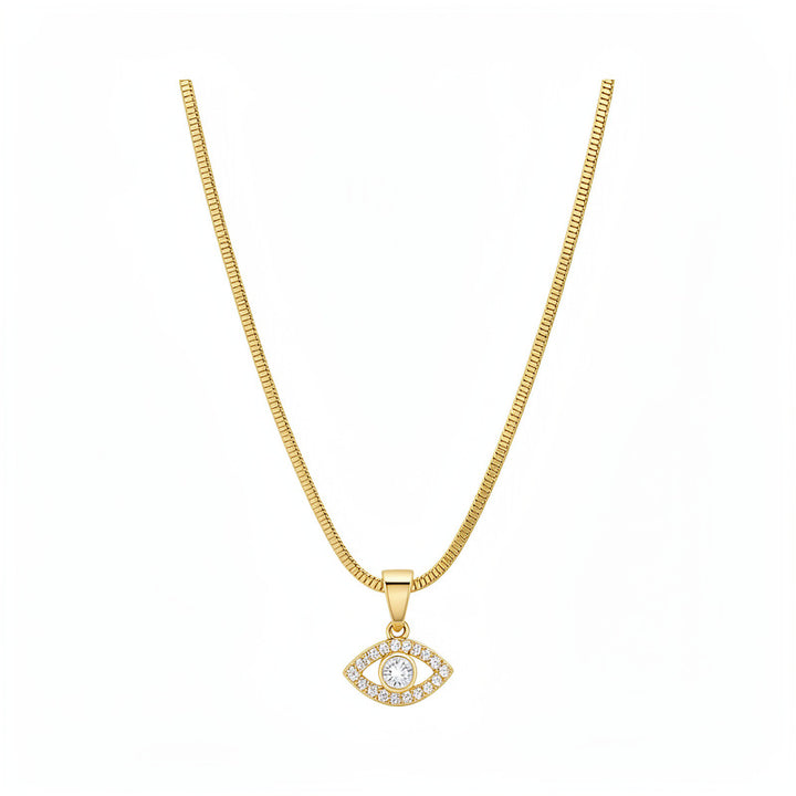 Layered Evil Eye Necklace for Women, Dainty Paved Diamond Clavicle Chain, Stainless Steel Non-fading Protection Pendant