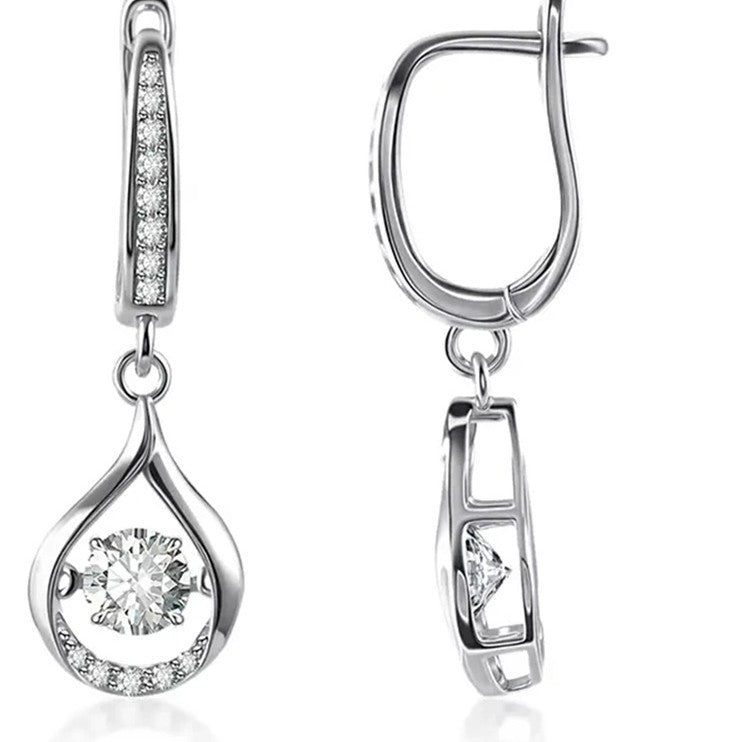 Minimalist Teardrop Diamond Drop Earrings S925 Silver