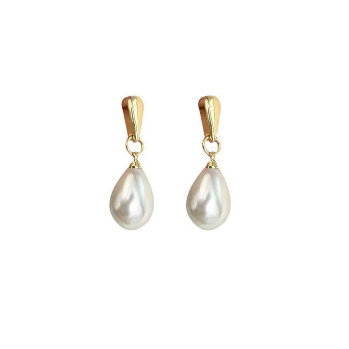Minimalist Teardrop Pearl Drop Earrings | French Style Elegant Dangle Earrings for Women