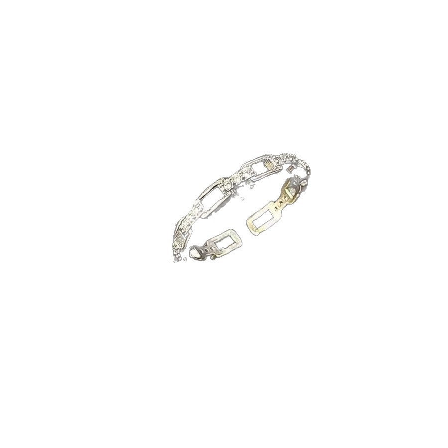 Crystal Paperclip Chain Open Ring Adjustable Stackable Band for Women