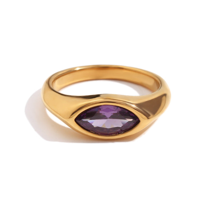 Vintage Minimal Gold Marquise Gemstone Ring Set