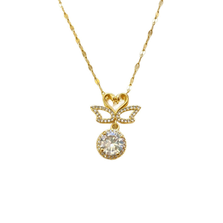 Swan Heart Pendant Necklace with Sparkling Diamond Accents
