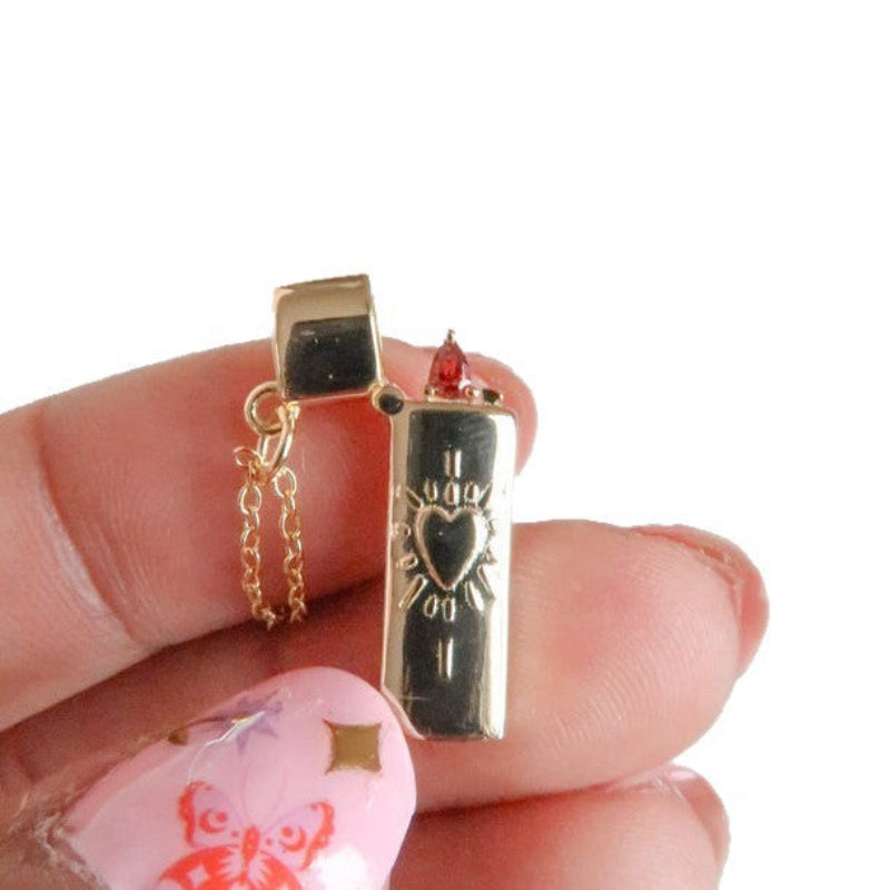 Lighter Shaped Pendant Necklace Sacred Heart Lighter Jewelry for Women