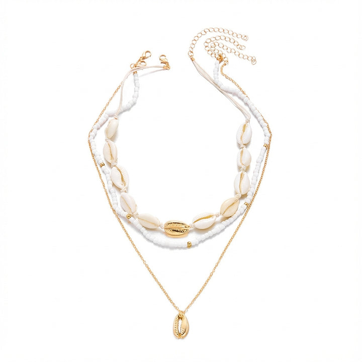 Beach Boho Layered Necklace Set Starfish & Shell Pearl Choker for Women