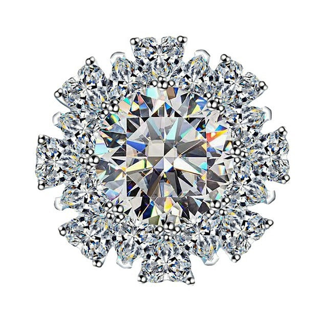 Round Brilliant Cut Diamond Sunburst Ring