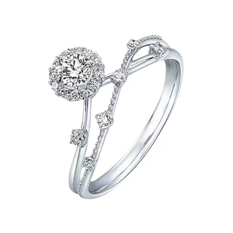 Halo Twist Diamond Ring in Sterling Silver