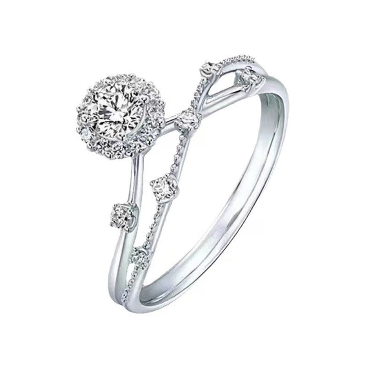 Halo Twist Diamond Ring in Sterling Silver