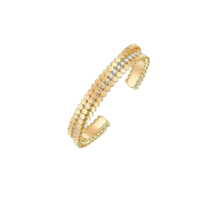 Minimalist Beaded Open Bangle Bracelet Rhinestone Luxury Chain Cuff Fashion Jewelry