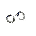 Blue Gemstone C-Shaped Hoop Earrings
