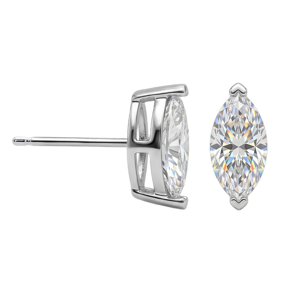 Marquise Cut Diamond Stud Earrings Minimalist Solitaire Earrings for Women