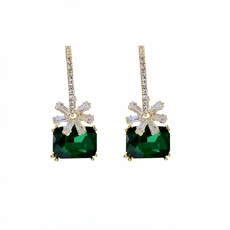 Minimalist Crystal Flower Drop Earrings