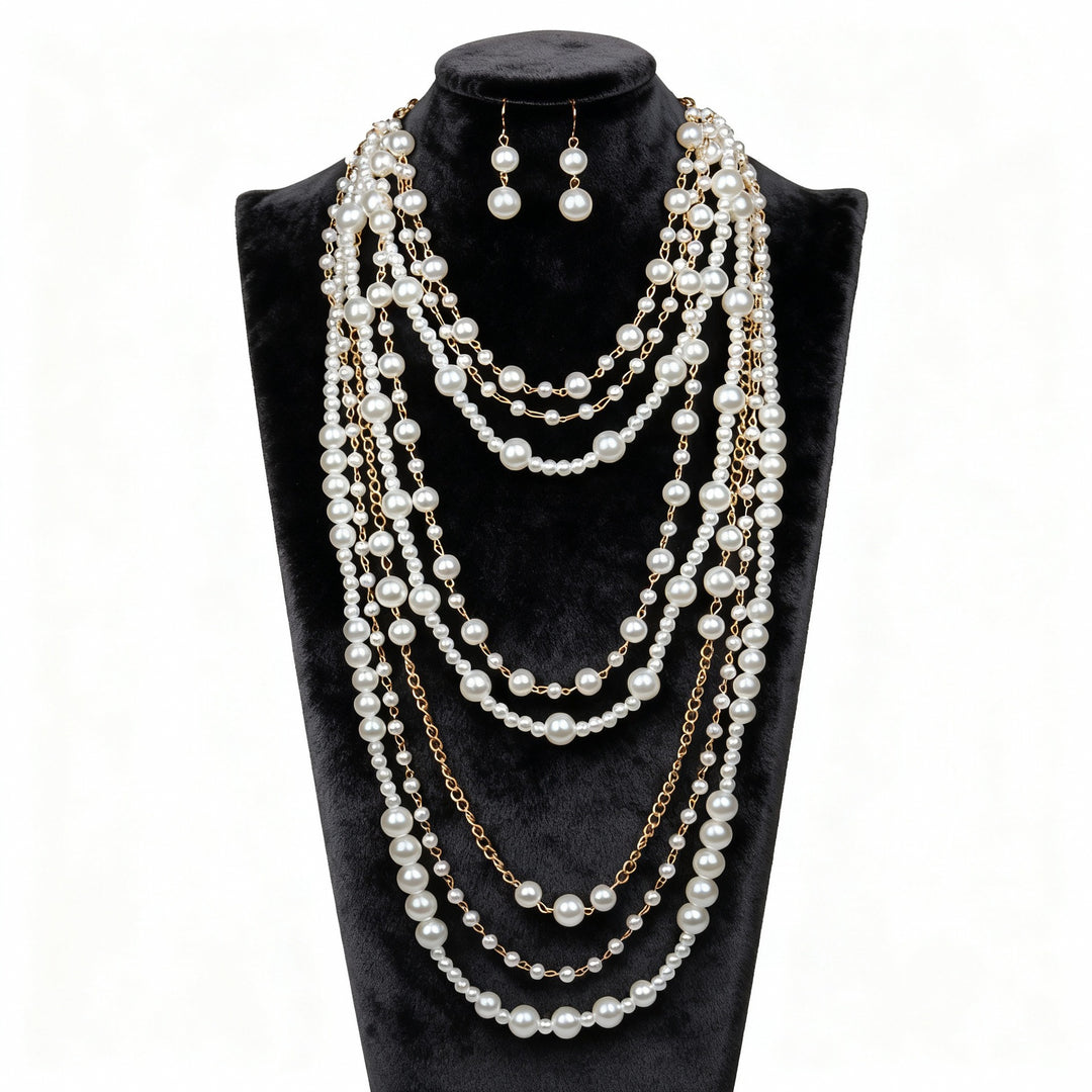 Minimalist Multi-Layer Pearl Necklace Set S925 Silver