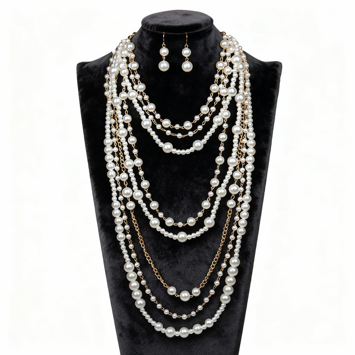 Minimalist Multi-Layer Pearl Necklace Set S925 Silver