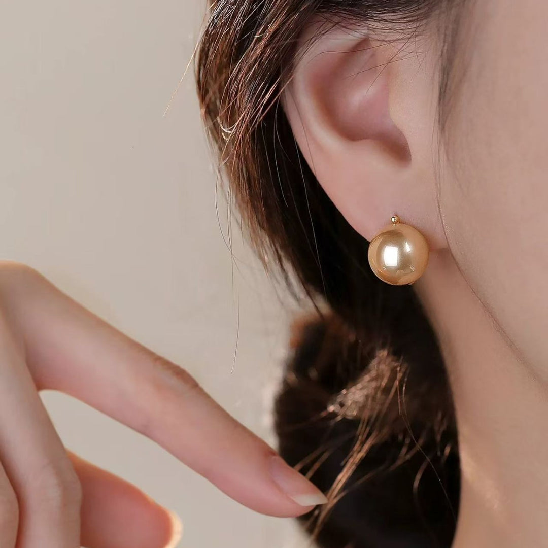 Elegant Dual-Tone Pearl Hoop Earrings