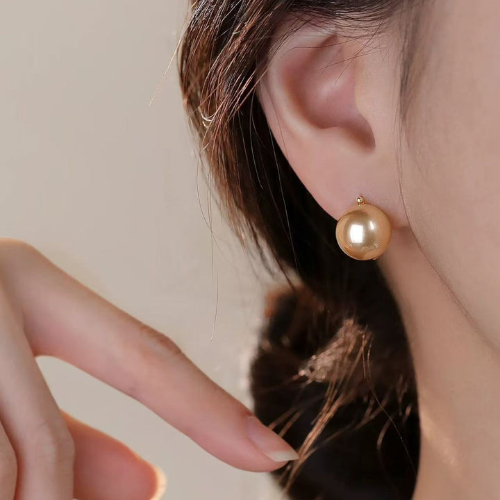 Elegant Dual-Tone Pearl Hoop Earrings