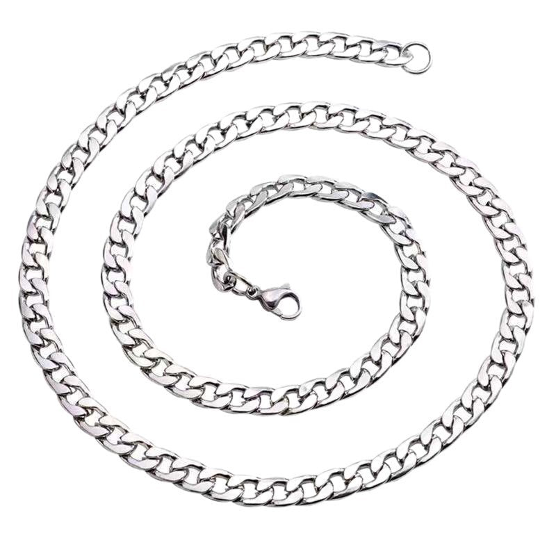 Titanium Steel Cuban Link Chain Necklace - Single Color Minimalist Hip-Hop Style for Men & Women