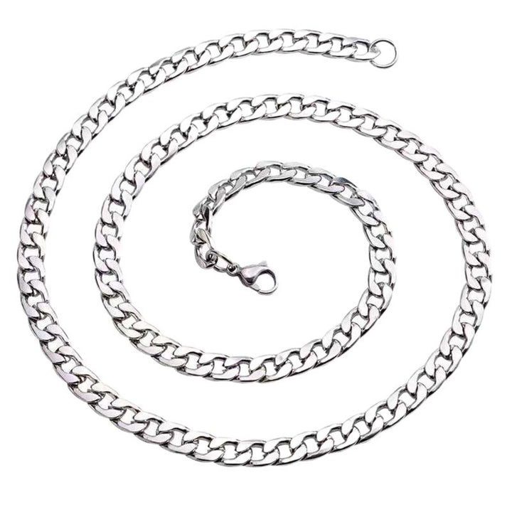 Titanium Steel Cuban Link Chain Necklace - Single Color Minimalist Hip-Hop Style for Men & Women