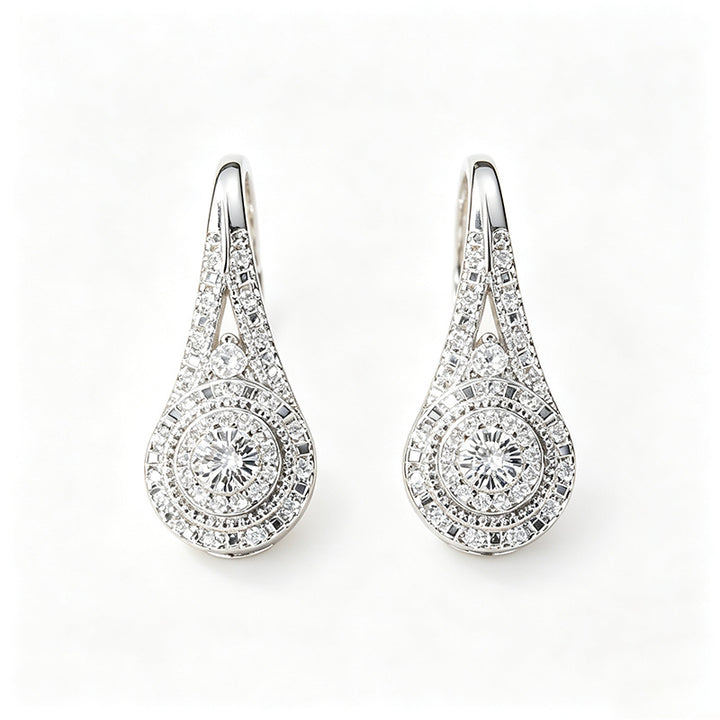 Vintage Teardrop Diamond Hoop Earrings