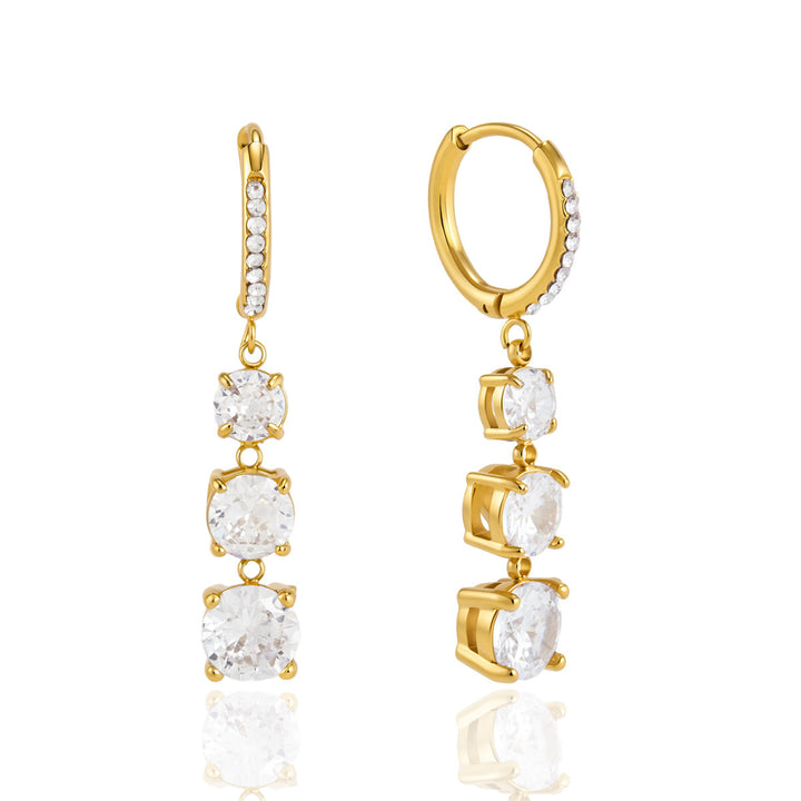 Triple Drop Diamond Hoop Earrings