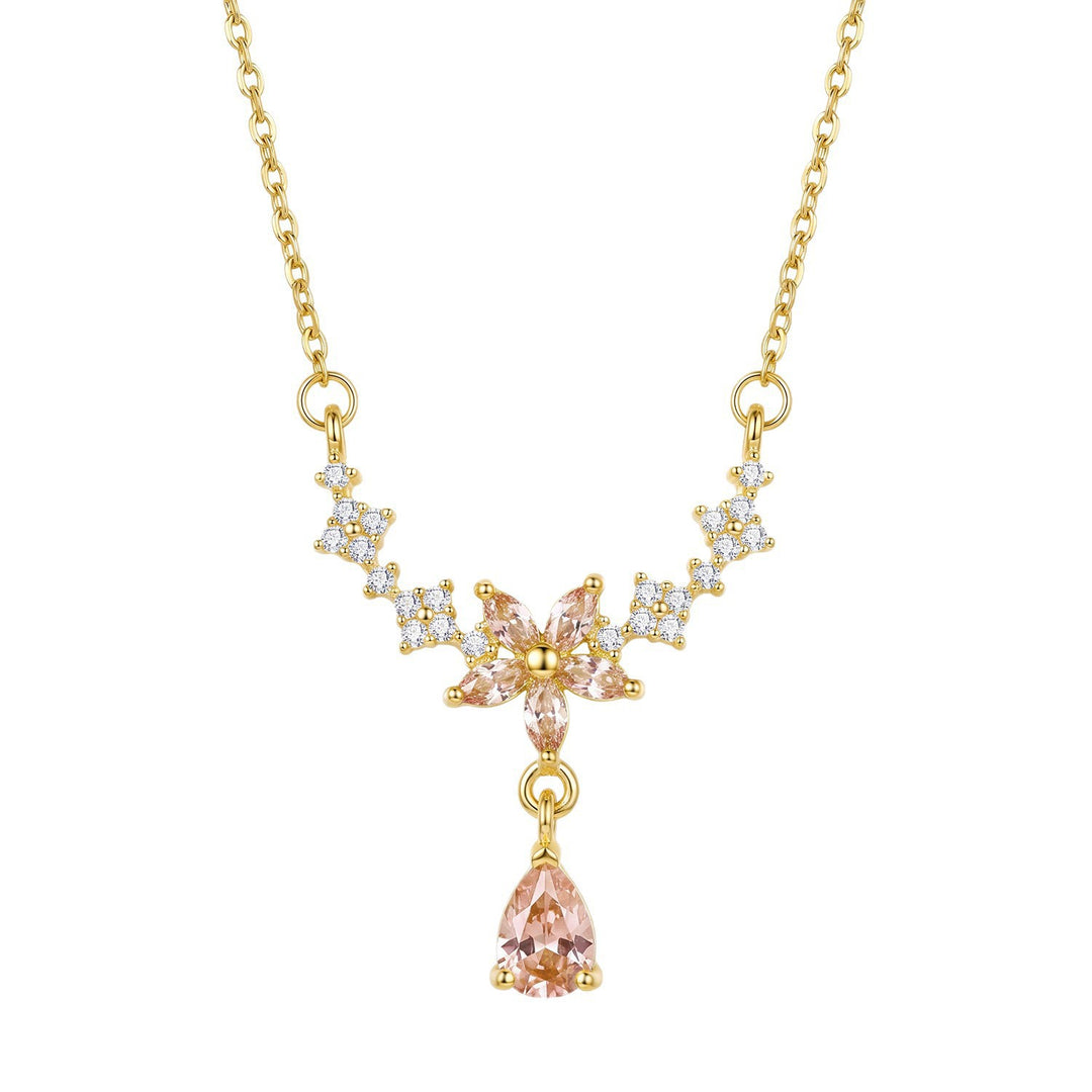 Elegant Floral Teardrop Diamond Necklace