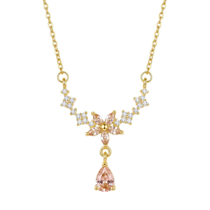 Elegant Floral Teardrop Diamond Necklace