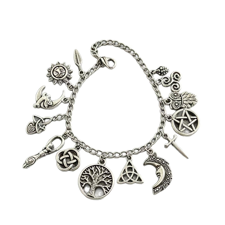 Wiccan Pagan Charm Anklet & Bracelet Sterling Silver Tree of Life Celtic Symbol Jewelry