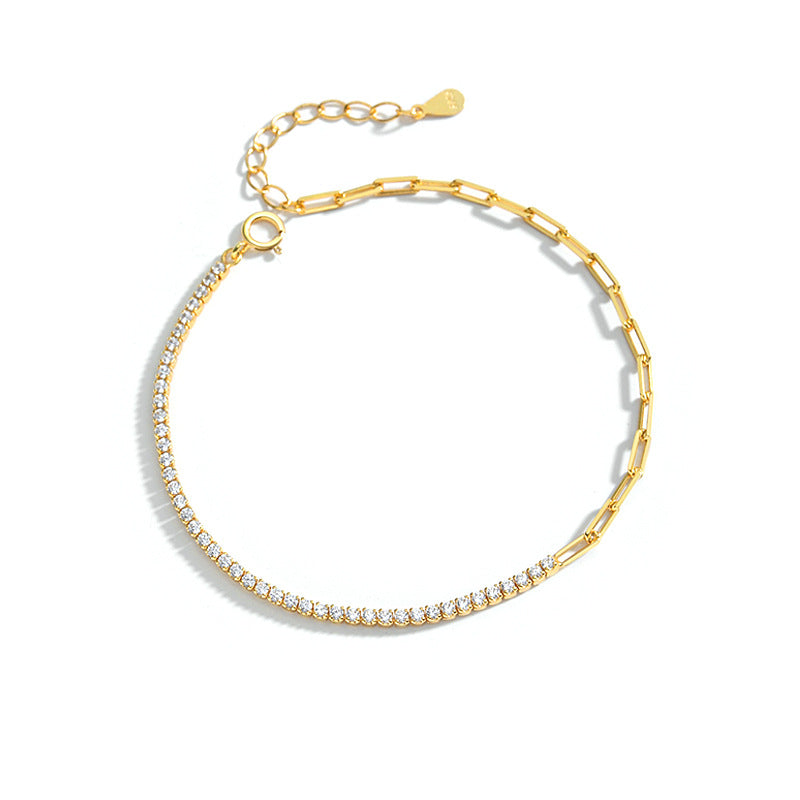 Two-Tone Cubic Diamond Chain Bracelet