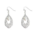 Vintage-style hollowed-out teardrop pearl long earrings