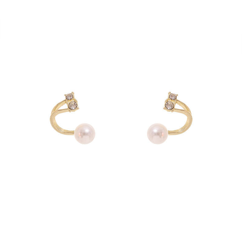 Two-Way Pearl & Crystal Stud Earrings Sterling Silver Post