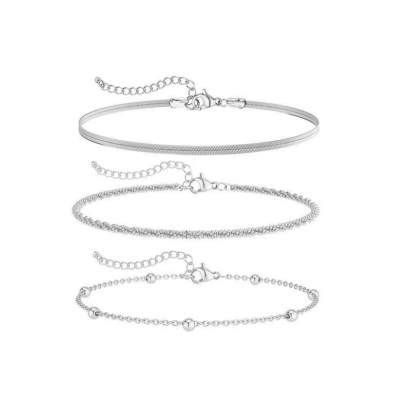 3-Piece Layered Anklet Set