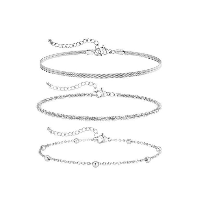 3-Piece Layered Anklet Set