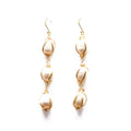 Elegant Gold Wire Wrapped Natural Pearl Dangle Earrings