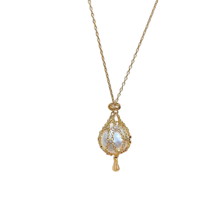 Vintage Caged Pearl Pendant Necklace