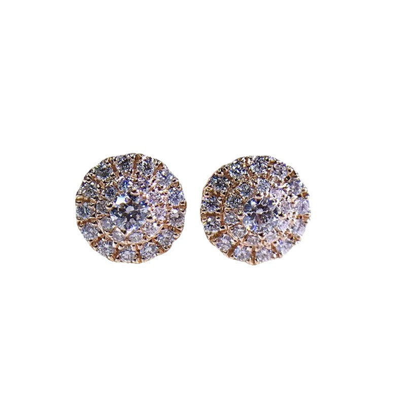 Minimalist Paved Round Crystal Stud Earrings S925 Sterling Silver