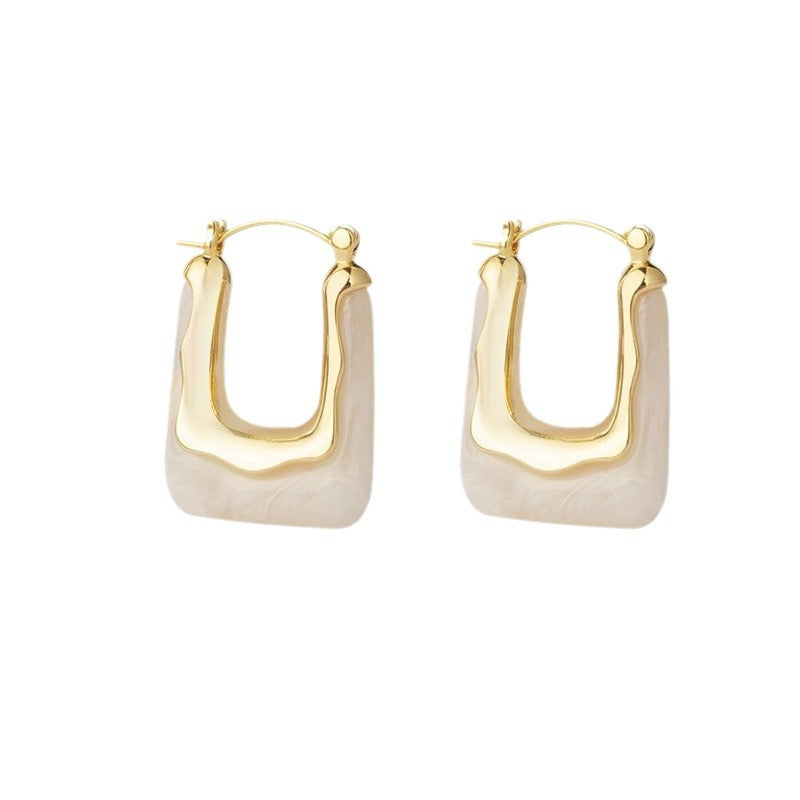 U-Shaped Sterling Silver Hoop Earrings Minimalist Vintage Style