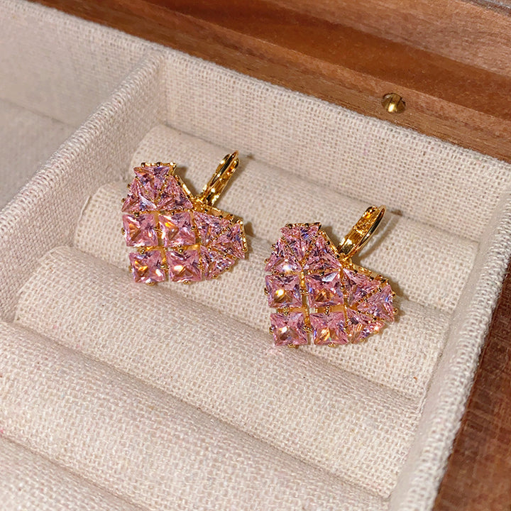 Minimalist Diamond Heart Huggie Earrings | Luxury Fashion Jewelry for Women