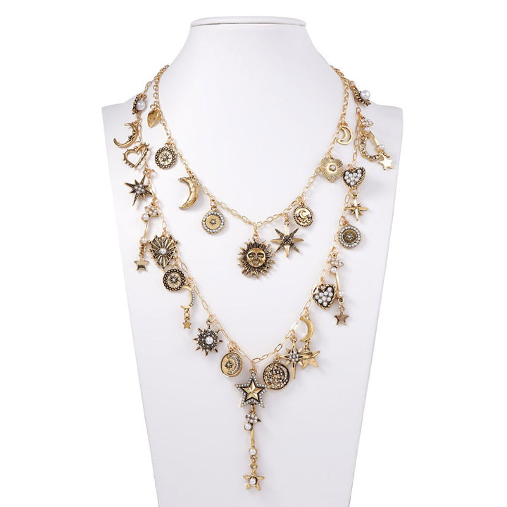 Minimalist Celestial Multi-Layer Charm Necklace
