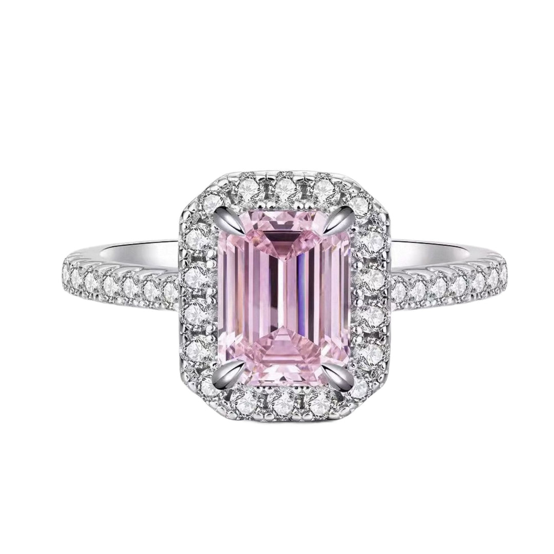 Minimalist Emerald-Cut Halo Ring