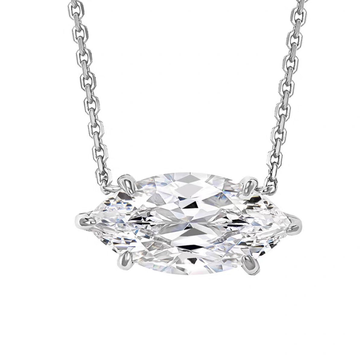 Marquise Crystal Necklace Minimalist Elegant Pendant