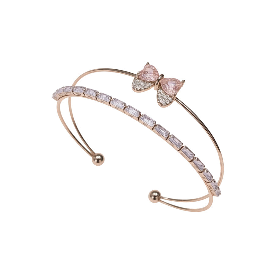 Butterfly Crystal Open Bangle Bracelet