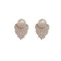 Luxury Pearl and Diamond Angel Wing Stud Earrings