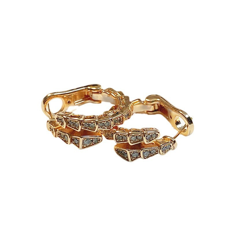 Luxury Gold Snake Bone Hoop Earrings Non-Fade Titanium Steel Ear Cuffs Unisex Jewelry