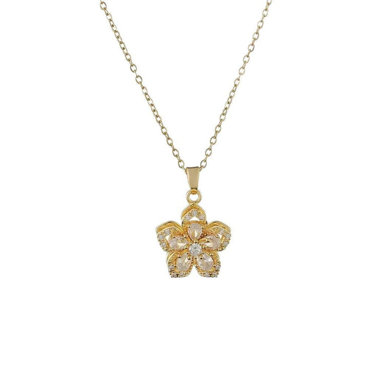 Rotatable Flower Necklace Earrings Ring Jewelry Set For Women