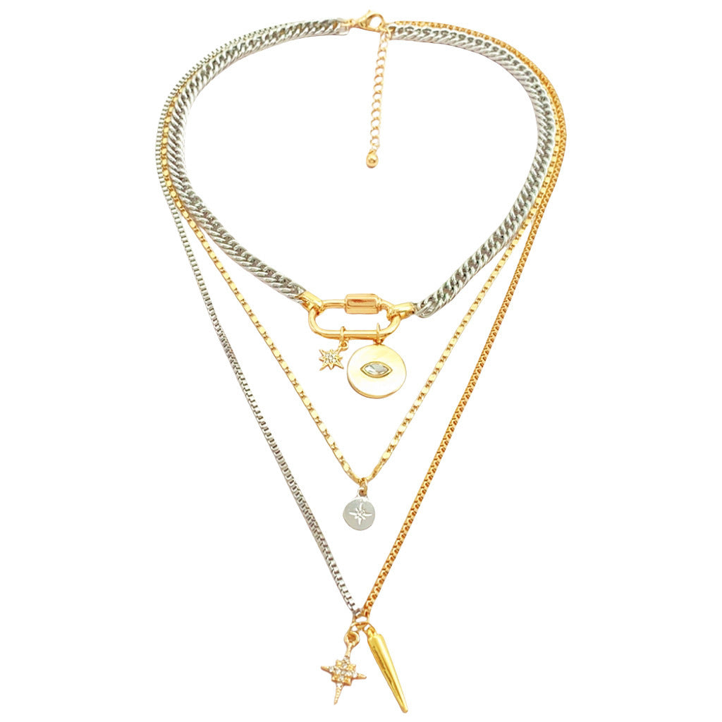 Minimalist Layered Necklace Set Mixed Metal Stackable Chains